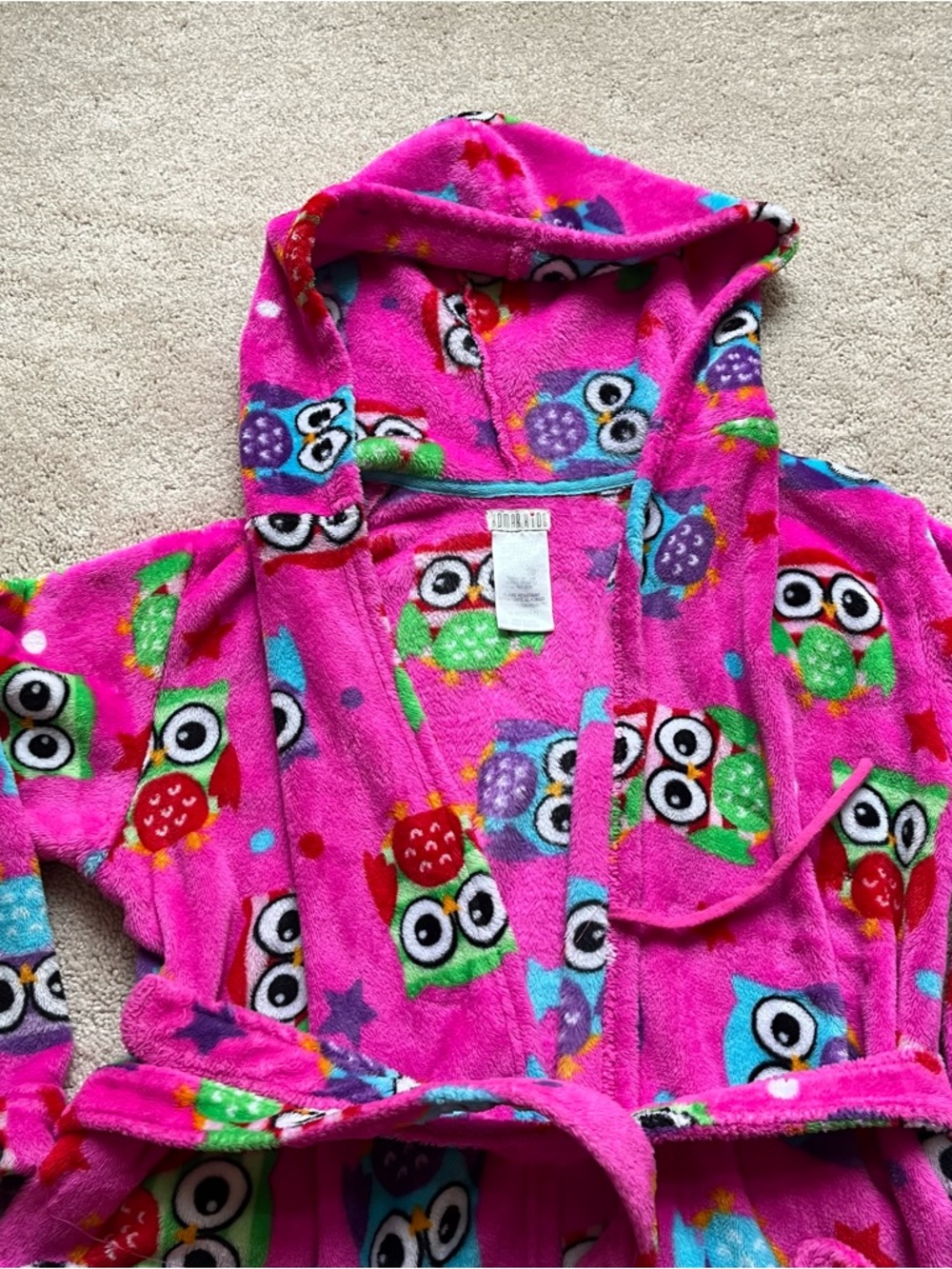 Kids Owl Fleece Robe 10/12 - Picture 4 of 5